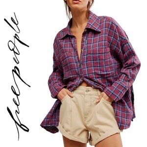 NWT Free People Cardiff Plaid Button Up Shirt